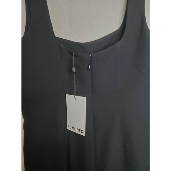 Rumored Twiggy Square Neck Bodycon Mini Dress in Black 90s Grunge Goth Minimal - Picture 5 of 7